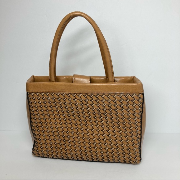 Vintage Relic By Fossil Shoulder Bag Tan Woven Leather 11x8" - Picture 7 of 16